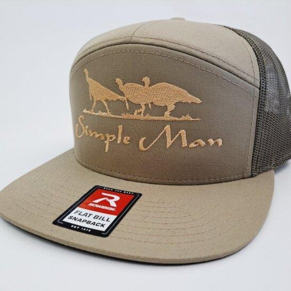 Hunting Outdoors Simple Man Turkey Flat Bill Trucker Mesh Snapback Cap Hat Retro